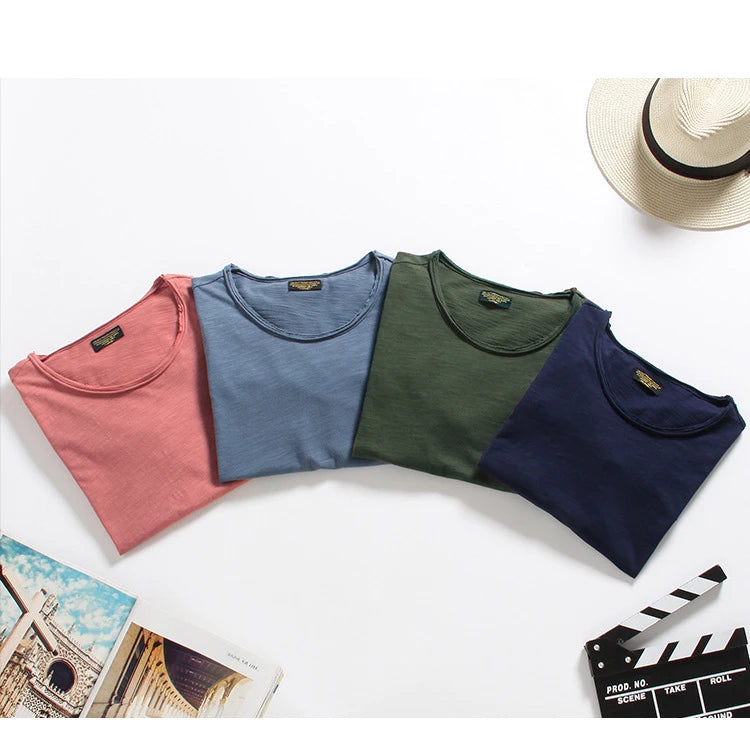 100% coton hommes T-shirt décontracté doux Fitness été mince T-shirts hommes vêtements de maison col rond à manches courtes solide T-shirt pour hommes