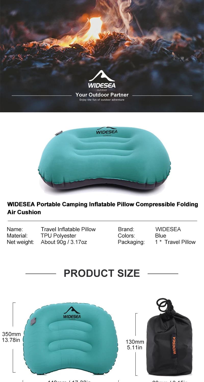 Widesea – oreiller gonflable Portable, équipement de Camping, coussin d'air pliable et compressible, protection extérieure, équipement de couchage pour le tourisme