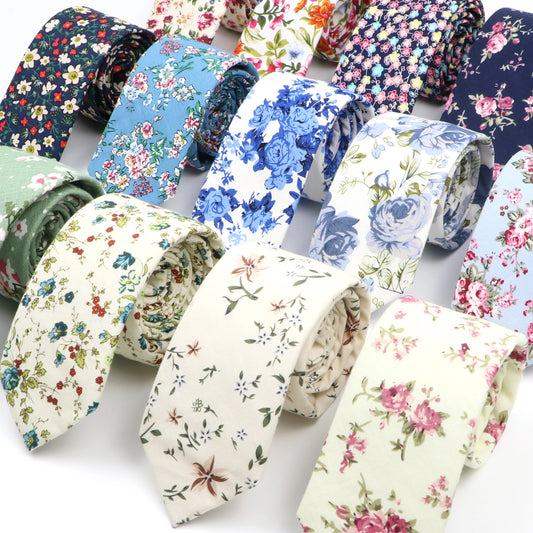 New Elegant Floral Tie for Men Women 100% Cotton Beautiful Flower Paisley Slim Skinny Tie Casual Wedding Corbatas