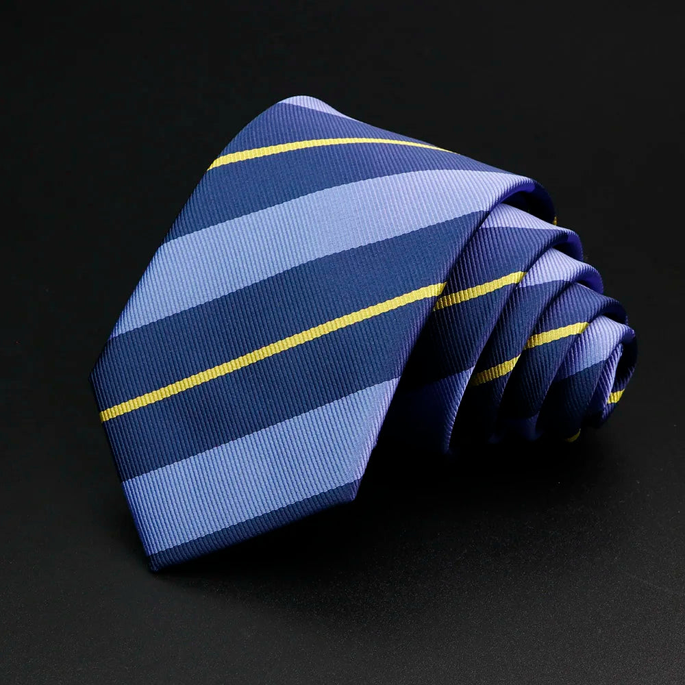 Nueva corbata clásica de rayas para hombre de 7 cm, jacquard, roja, azul, verde, corbata para uso diario, vestido de fiesta de boda, accesorios, regalo para hombre