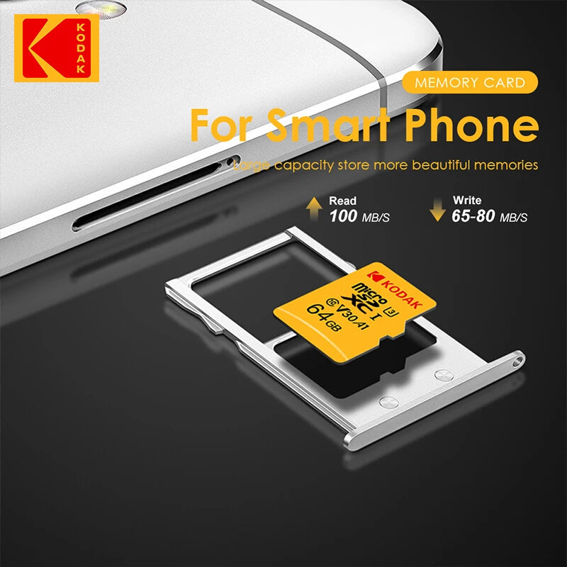 Original Kodak U3 A1 V30 MicroSD 128GB 32GB 64GB 256GB classe 10 cartes 32 64 128 256GB carte mémoire de téléphone vidéo