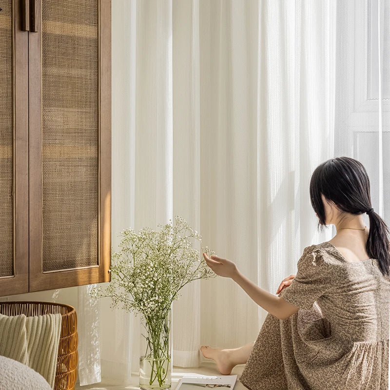 Rideaux en tulle blanc transparent pour fenêtre, rideaux en voile de style moderne pour salon, chambre à coucher, cuisine, sur mesure