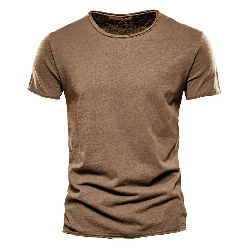 100% coton hommes T-shirt décontracté doux Fitness été mince T-shirts hommes vêtements de maison col rond à manches courtes solide T-shirt pour hommes