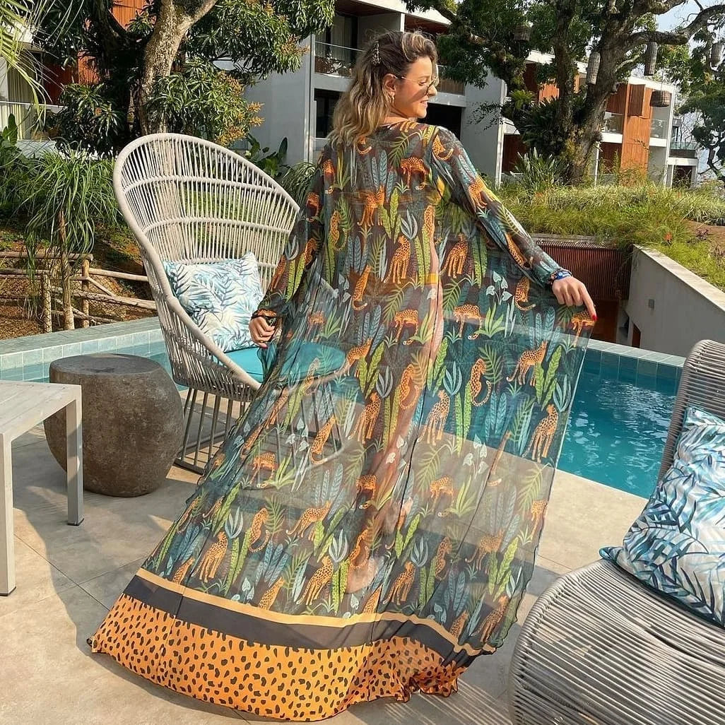 Blue Eyes Bikini Cover-Up, Tuniques de plage, Long Kaftan, Robe de plage, Sarong, Maillots de bain