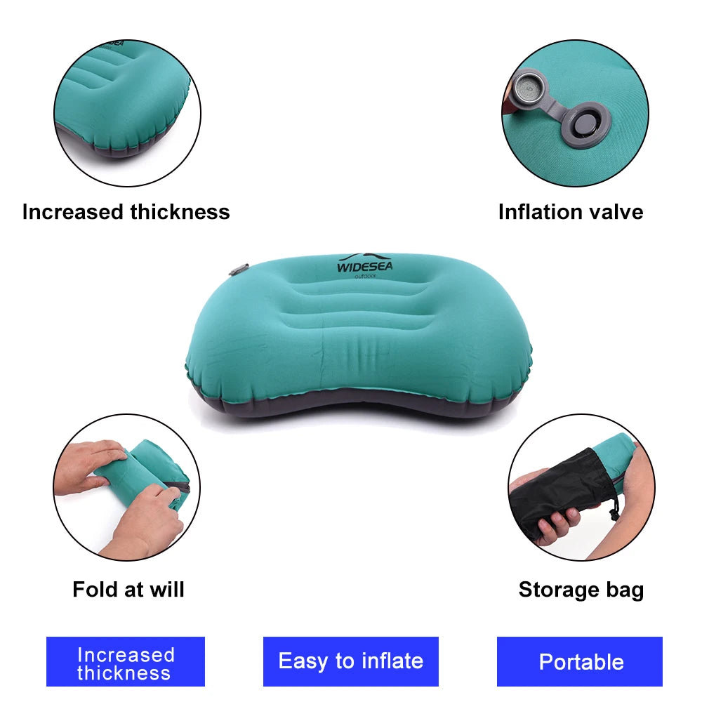 Widesea – oreiller gonflable Portable, équipement de Camping, coussin d'air pliable et compressible, protection extérieure, équipement de couchage pour le tourisme
