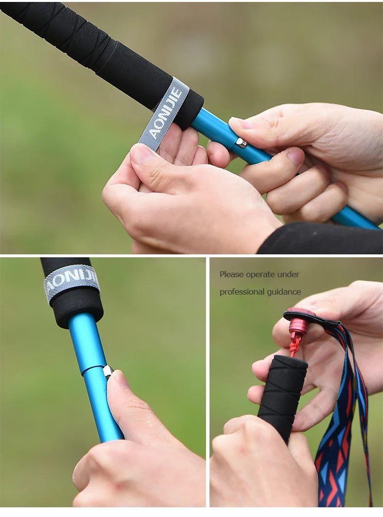 AONIJIE-Bâtons de trekking pliants ultralégers, verrouillage rapide, pôle de randonnée, course, anciers de marche, fibre de carbone, Z-Pole, 2 pièces