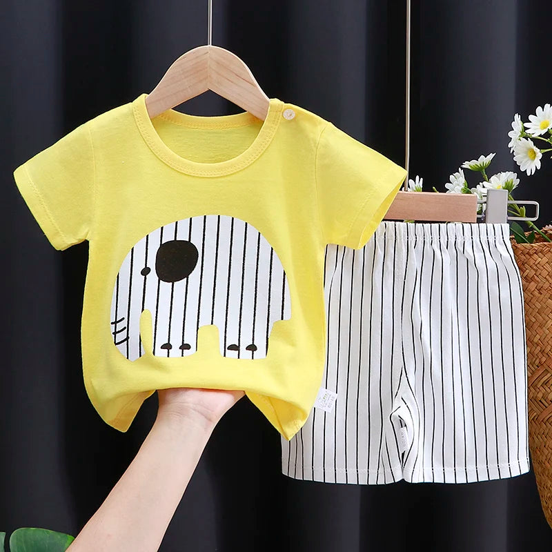 Baby boy/girl clothes set T-shirt + shorts summer clothes cotton cartoon casual boys tracksuit kids baby clothes set
