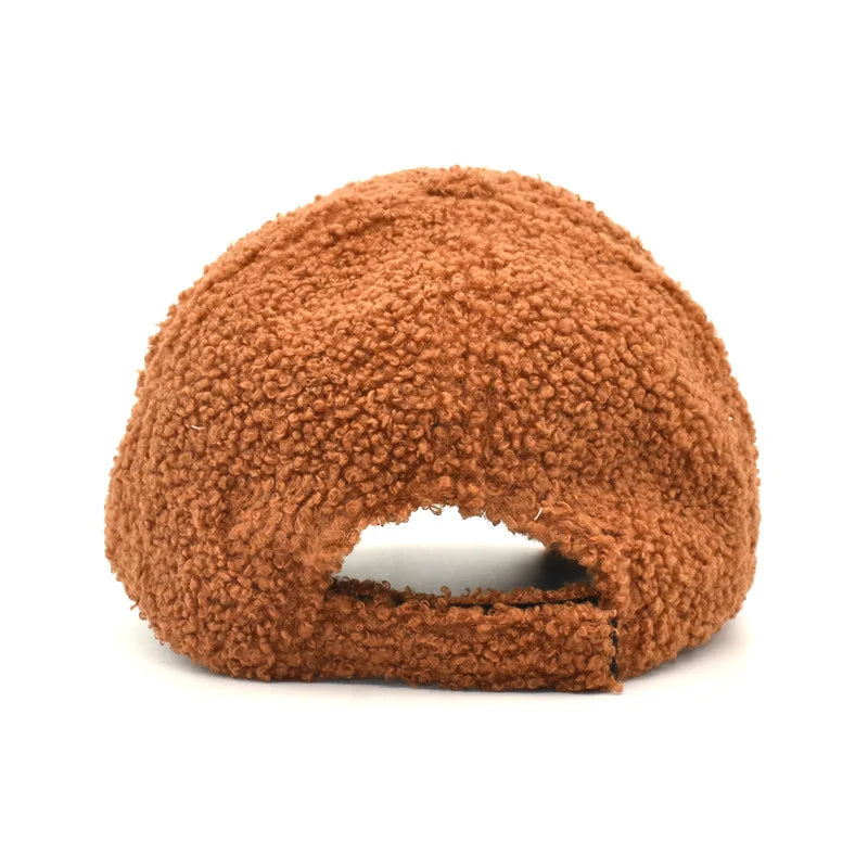 Gorra de béisbol de lana de cordero de felpa para mujer, gorra de béisbol cálida ajustable, moderna, tipo osito de peluche, gorros para mujer, nueva colección de invierno
