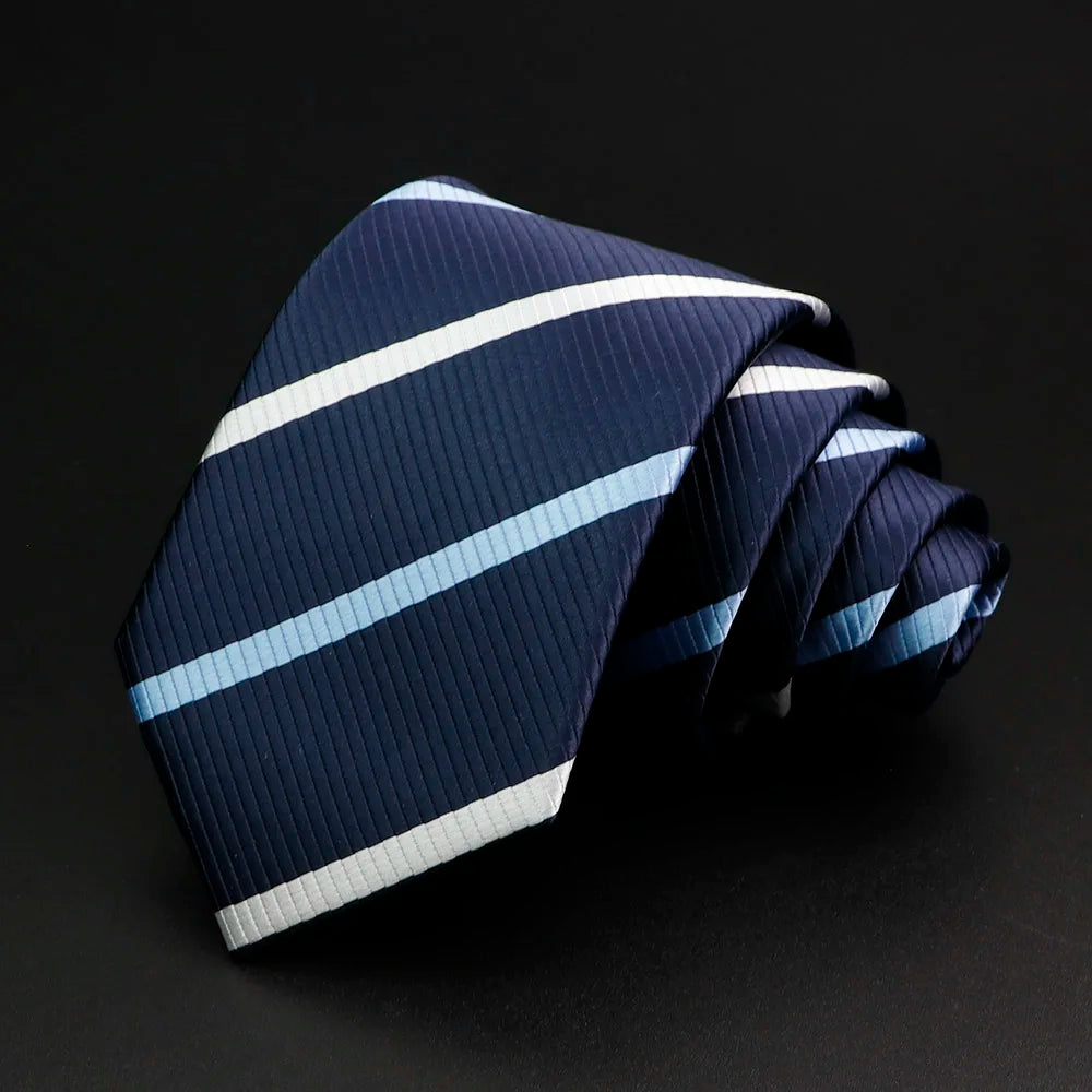 Nueva corbata clásica de rayas para hombre de 7 cm, jacquard, roja, azul, verde, corbata para uso diario, vestido de fiesta de boda, accesorios, regalo para hombre