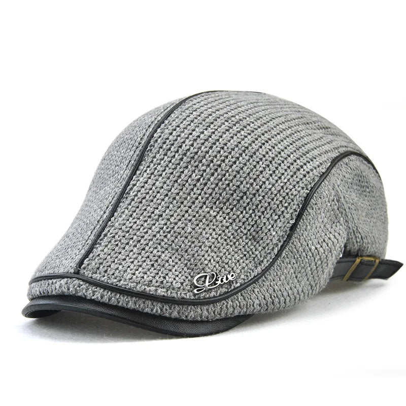 JAMONT 2019 de alta calidad marca boina de punto Gorra de cuero para hombre Gorra plana para hombres Boina Hombre visera gorra Planas gorra Snapback