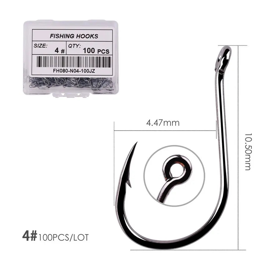 100pcs/40pcs/Box High Carbon Fishing Hook 2#-22# ISEAMA With Eye Carp Catfish Anzol Offset Japan Tackle Fishing Hooks