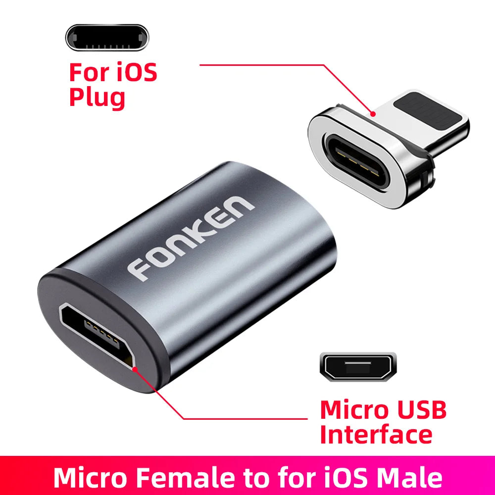 Conector de cable magnético, adaptador de cable para teléfono móvil Micro USB, punta magnética, cargador magnético, enchufe tipo C, adaptador para Huawei Android