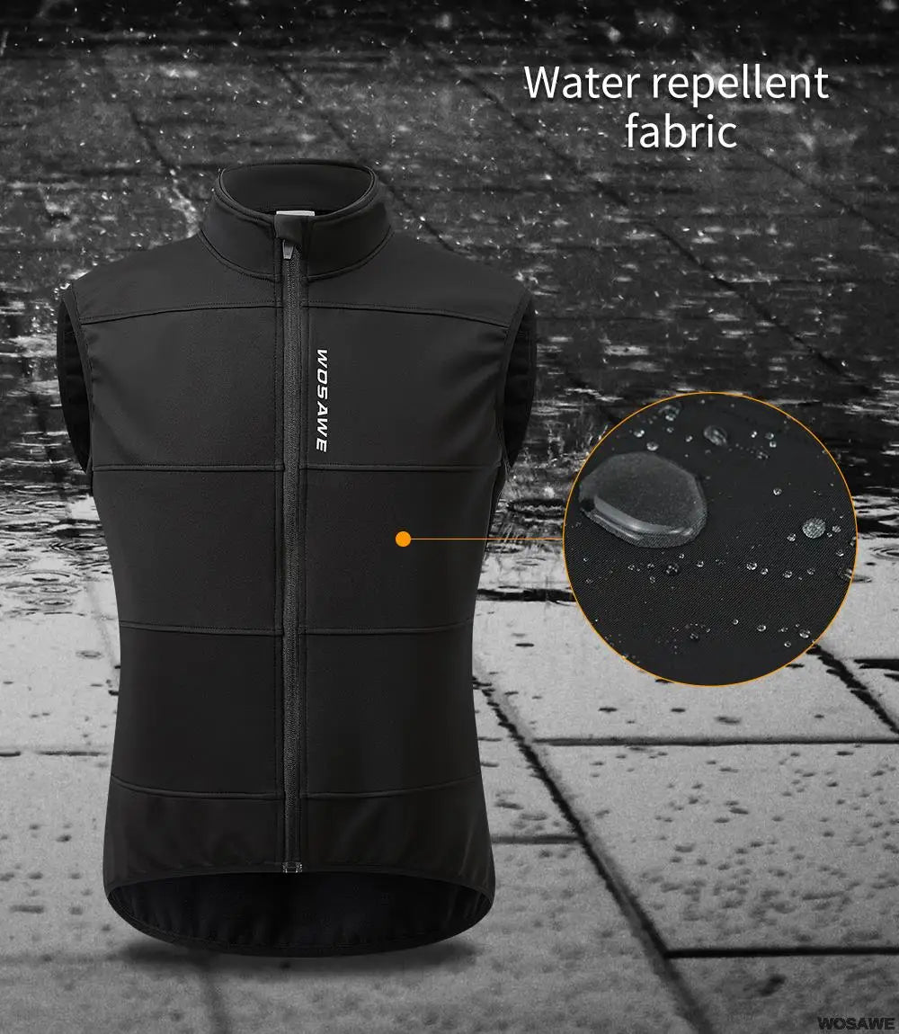 WOSAWE Chaleco térmico polar de invierno para hombre, chaqueta de ciclismo sin mangas, ropa de ciclismo para otoño, chaleco cálido sin bolsillos