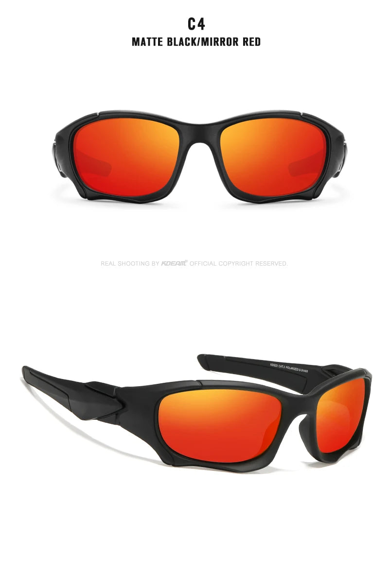 Lunettes de Soleil Sport Polarisées — Lentille Bouclier, Cadre Résistant, Plein Air, Unisexe