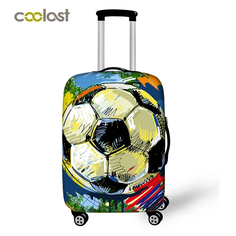 Housse de Protection Valise Imprimé Football — Polyester Spandex Tailles S/M/L