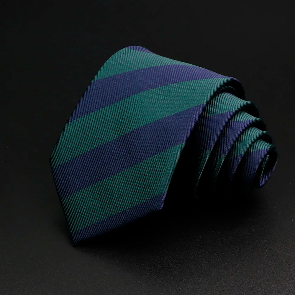 Nueva corbata clásica de rayas para hombre de 7 cm, jacquard, roja, azul, verde, corbata para uso diario, vestido de fiesta de boda, accesorios, regalo para hombre