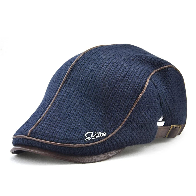 JAMONT 2019 de alta calidad marca boina de punto Gorra de cuero para hombre Gorra plana para hombres Boina Hombre visera gorra Planas gorra Snapback