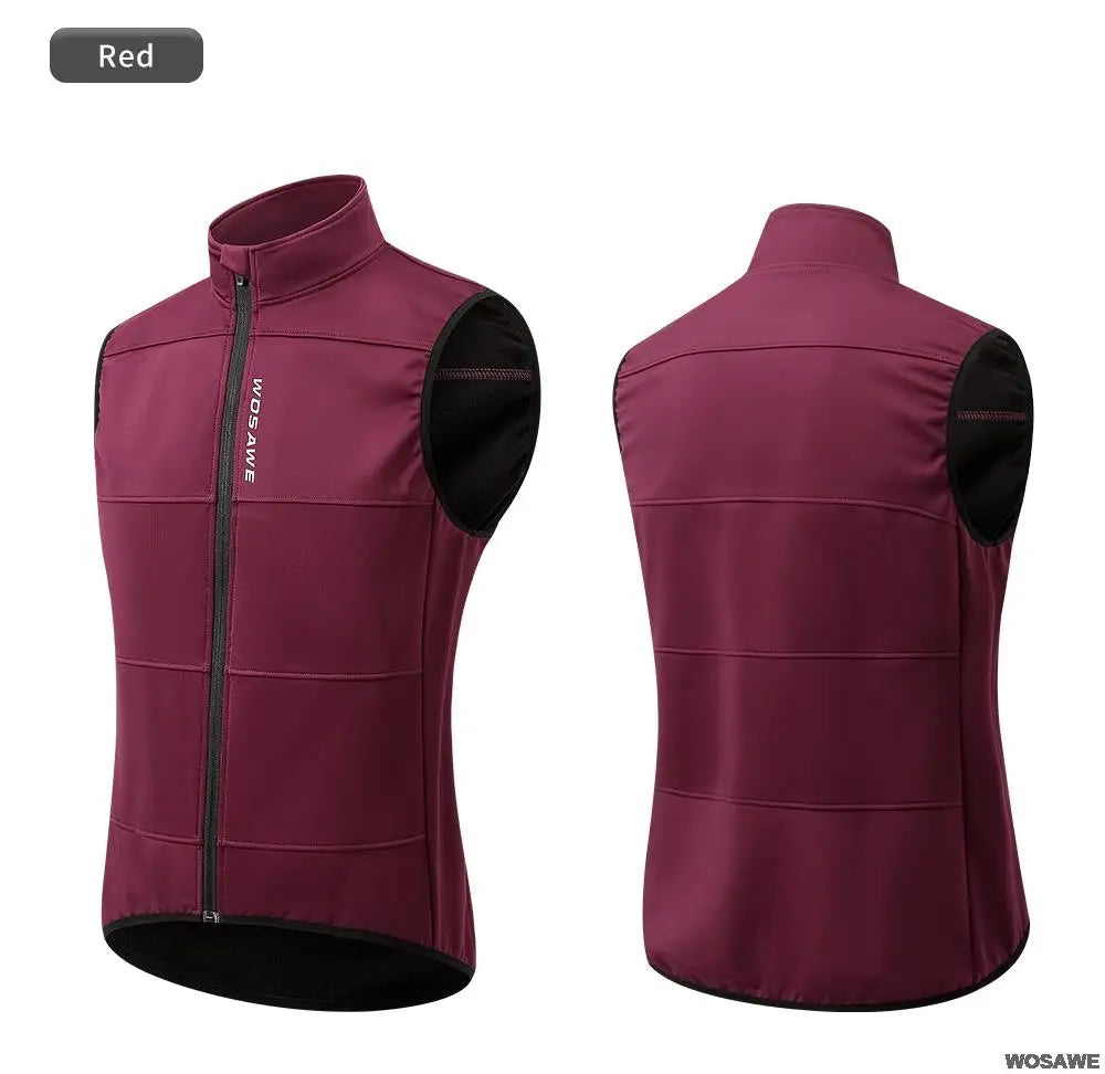 WOSAWE Chaleco térmico polar de invierno para hombre, chaqueta de ciclismo sin mangas, ropa de ciclismo para otoño, chaleco cálido sin bolsillos