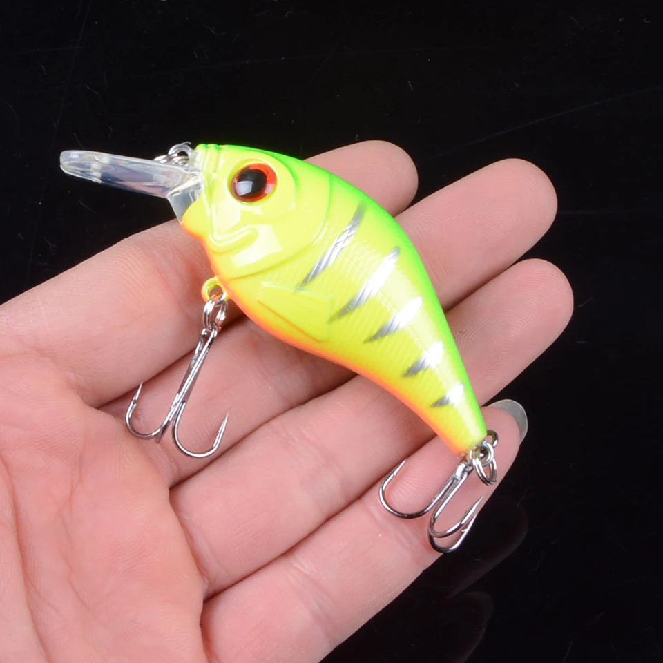 1 pièces 7.5 cm 10.2g dur VIB leurres pêche méné appât triple crochets coulant manivelle Wobblers matériel de pêche 3DEyes