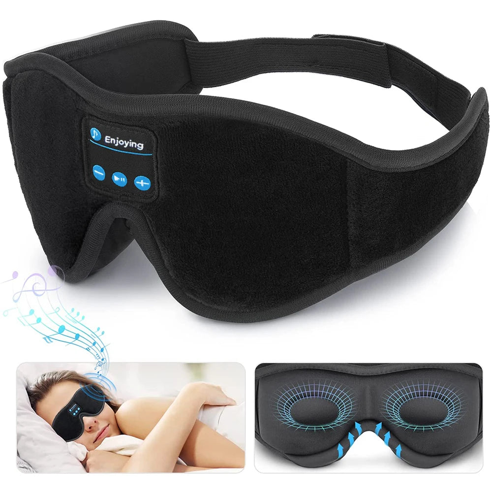 Auriculares inalámbricos Bluetooth 3D para dormir con altavoz HD integrado, máscara de ojos, música y auriculares para dormir