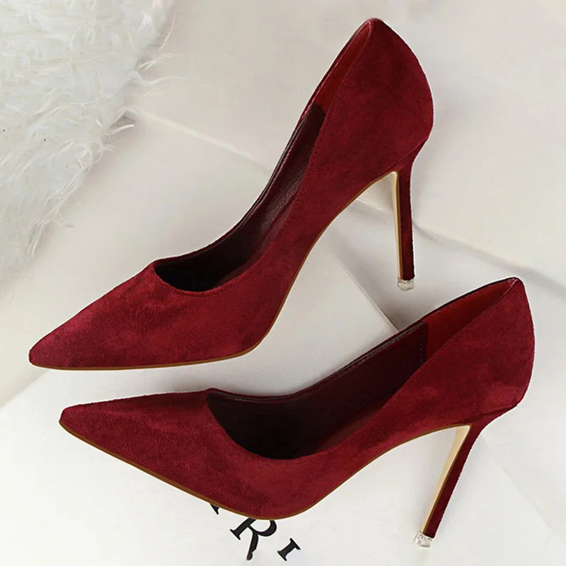 BIGTREE-Zapatos de tacón alto de aguja con punta para mujer, calzado informal a la moda