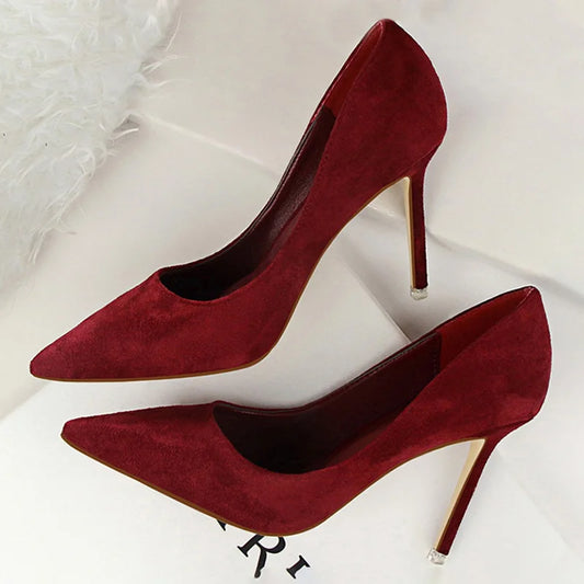 BIGTREE-Zapatos de tacón alto de aguja con punta para mujer, calzado informal a la moda