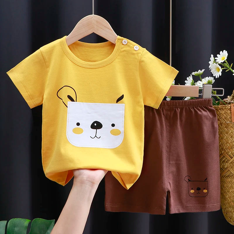 Baby boy/girl clothes set T-shirt + shorts summer clothes cotton cartoon casual boys tracksuit kids baby clothes set