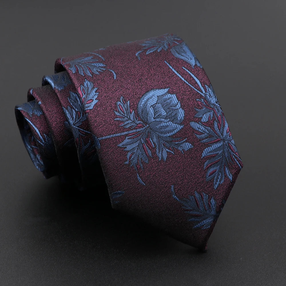 New Men's Floral Tie Feather Elk Geometric Pattern Red Blue Ties Leisure Business Daily Wear Tie Wedding Party Gift