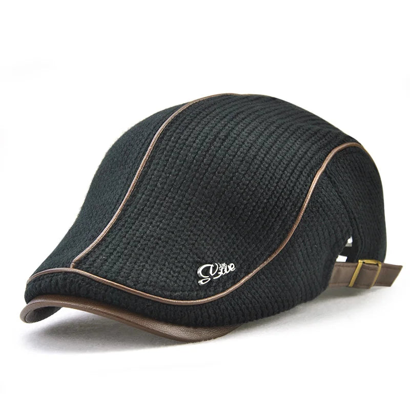 JAMONT 2019 de alta calidad marca boina de punto Gorra de cuero para hombre Gorra plana para hombres Boina Hombre visera gorra Planas gorra Snapback