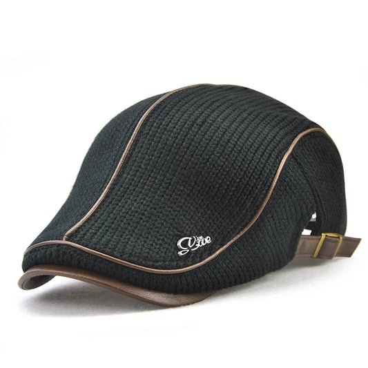 JAMONT 2019 de alta calidad marca boina de punto Gorra de cuero para hombre Gorra plana para hombres Boina Hombre visera gorra Planas gorra Snapback