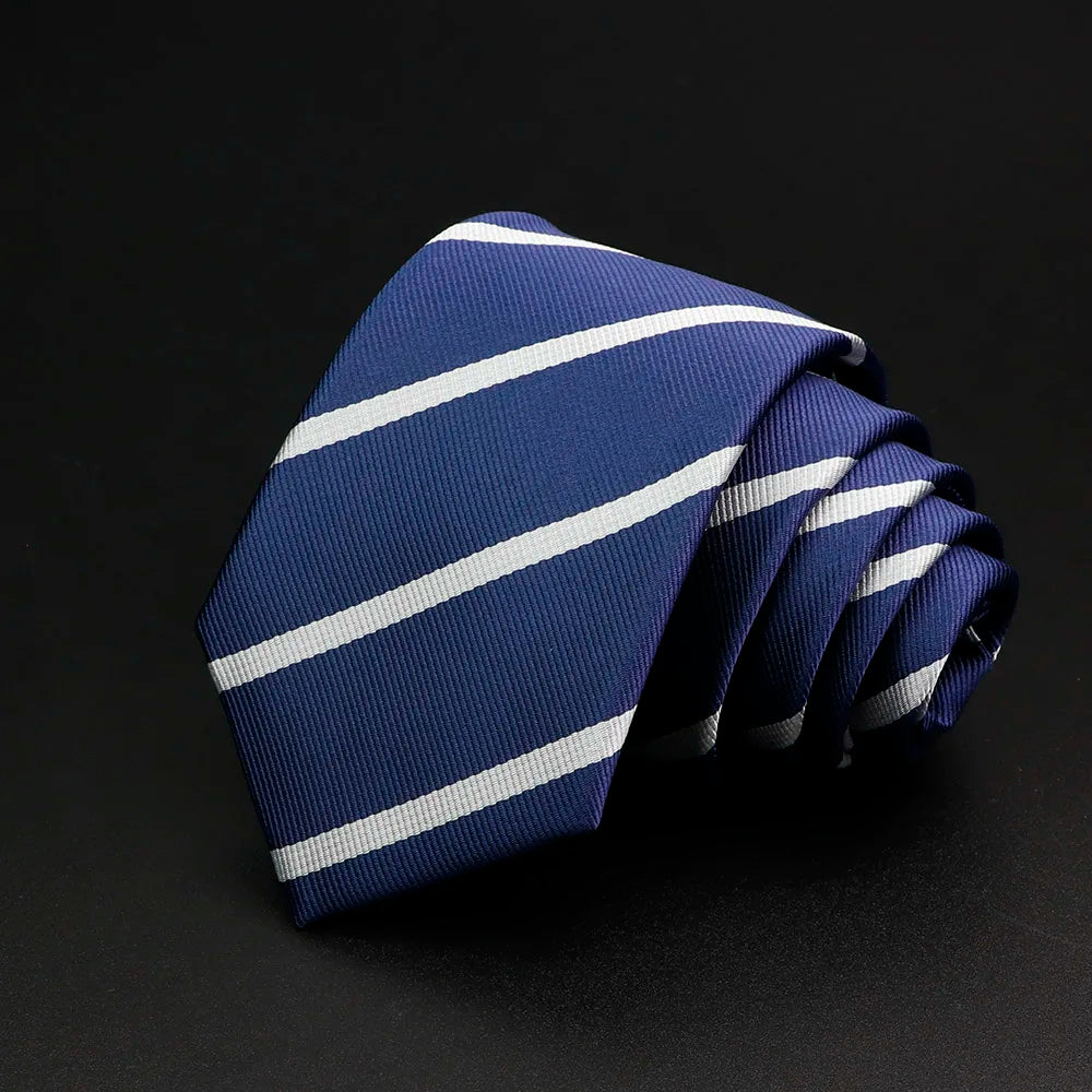 Nueva corbata clásica de rayas para hombre de 7 cm, jacquard, roja, azul, verde, corbata para uso diario, vestido de fiesta de boda, accesorios, regalo para hombre
