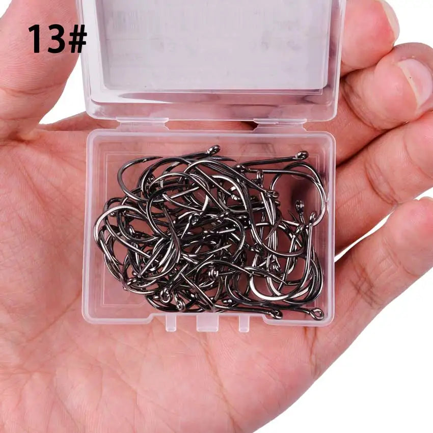 100pcs/40pcs/Box High Carbon Fishing Hook 2#-22# ISEAMA With Eye Carp Catfish Anzol Offset Japan Tackle Fishing Hooks
