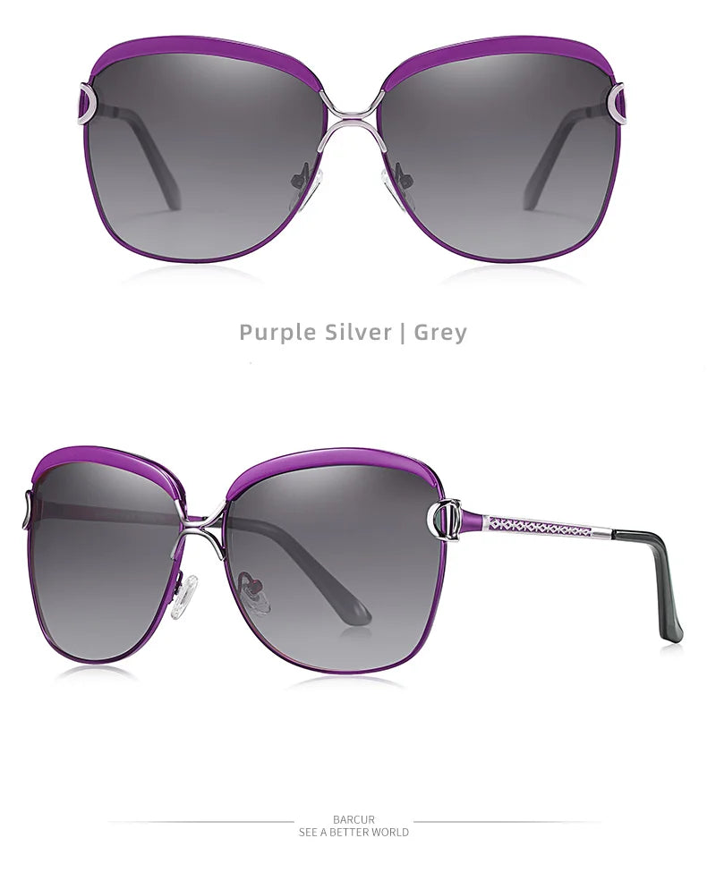 Lunettes de soleil polarisées femme — dégradé, lentille ronde, carré, luxe