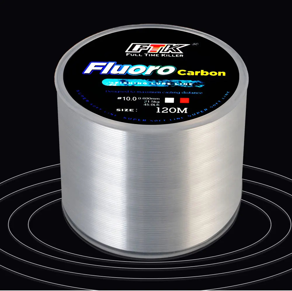 Ligne de pêche à revêtement fluorocarbone, 120m, 0.20mm-0.60mm, en fibre de carbone, fil de leurre, coulant, Japon, 7,15-45lb