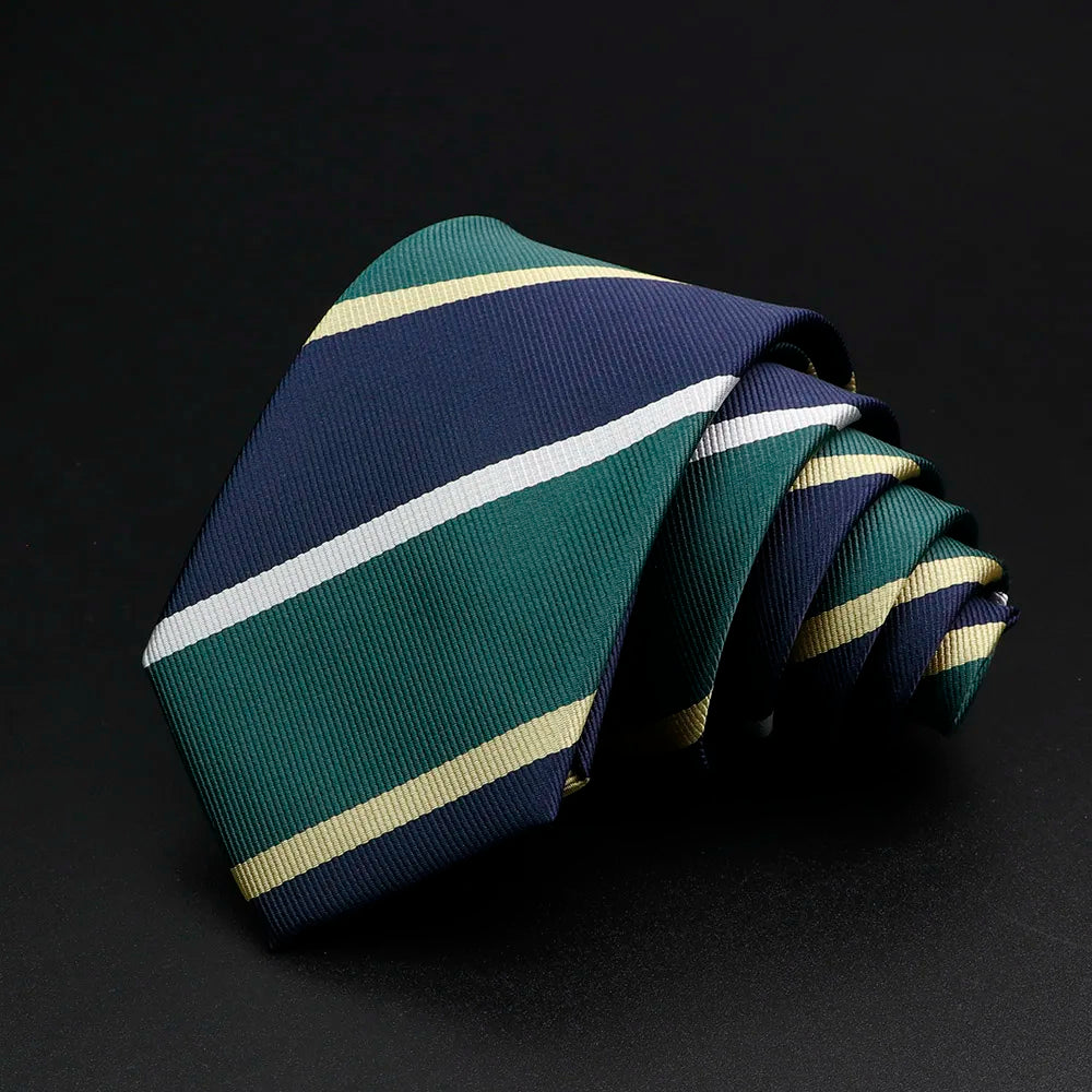 Nueva corbata clásica de rayas para hombre de 7 cm, jacquard, roja, azul, verde, corbata para uso diario, vestido de fiesta de boda, accesorios, regalo para hombre