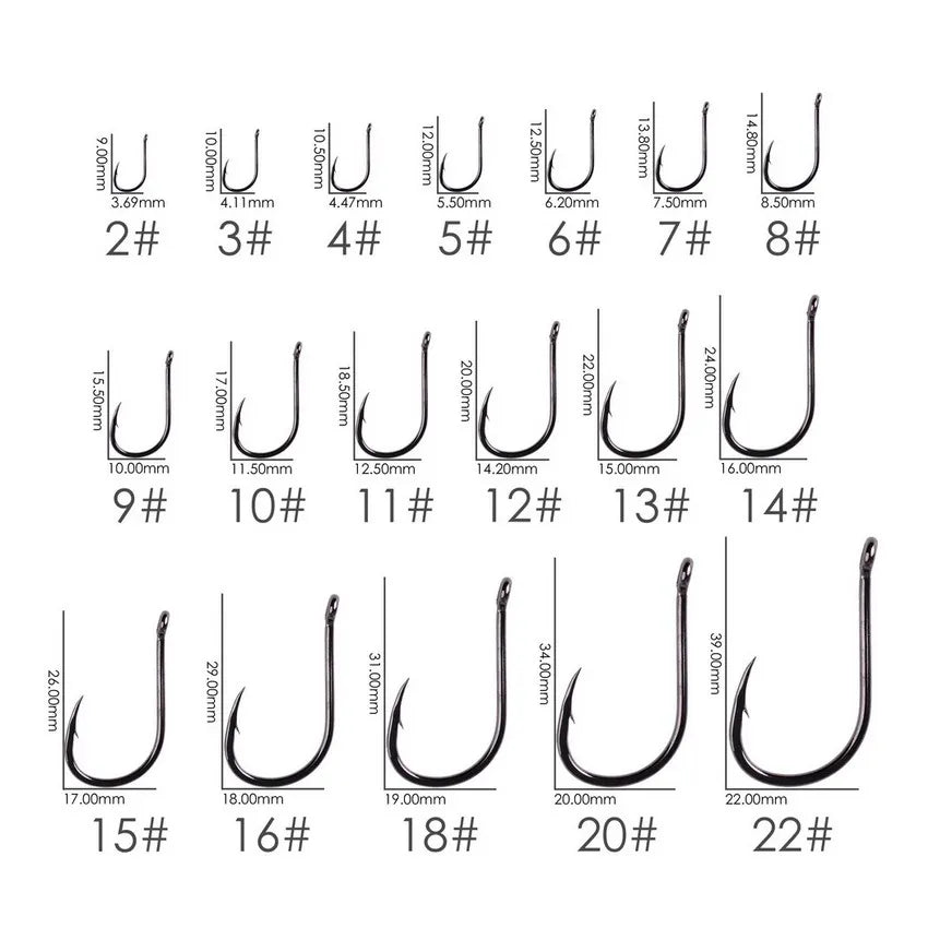 100pcs/40pcs/Box High Carbon Fishing Hook 2#-22# ISEAMA With Eye Carp Catfish Anzol Offset Japan Tackle Fishing Hooks