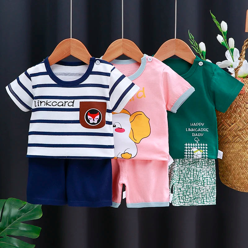 Baby boy/girl clothes set T-shirt + shorts summer clothes cotton cartoon casual boys tracksuit kids baby clothes set