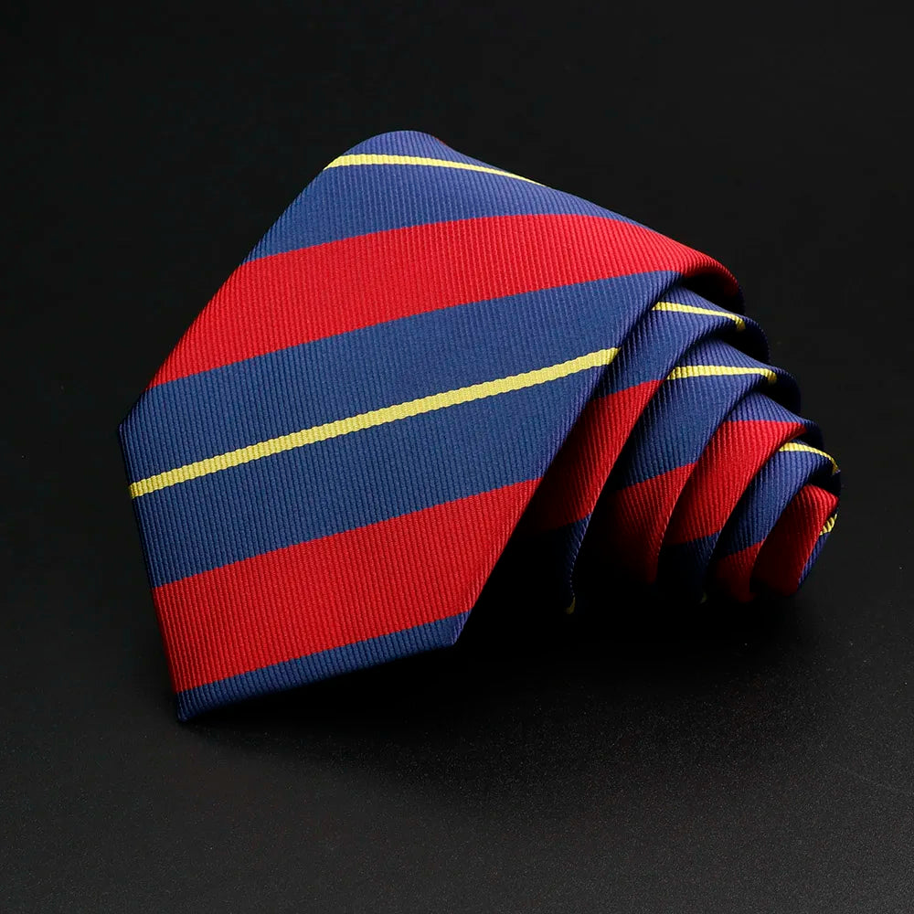 Nueva corbata clásica de rayas para hombre de 7 cm, jacquard, roja, azul, verde, corbata para uso diario, vestido de fiesta de boda, accesorios, regalo para hombre