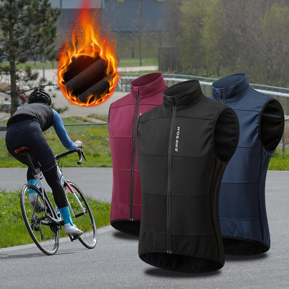 WOSAWE Chaleco térmico polar de invierno para hombre, chaqueta de ciclismo sin mangas, ropa de ciclismo para otoño, chaleco cálido sin bolsillos