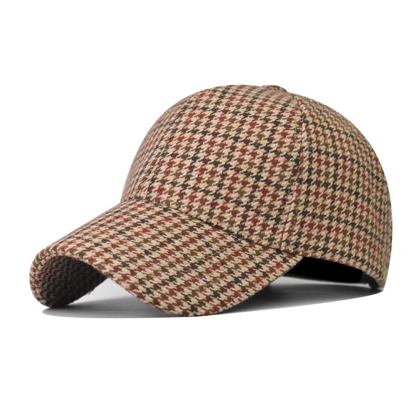 Gorras de béisbol a cuadros de lujo FS para hombres, sombrero vintage marrón de pata de gallo para mujeres, gorra de camionero de algodón estilo streetwear, gorra de mujer 2026