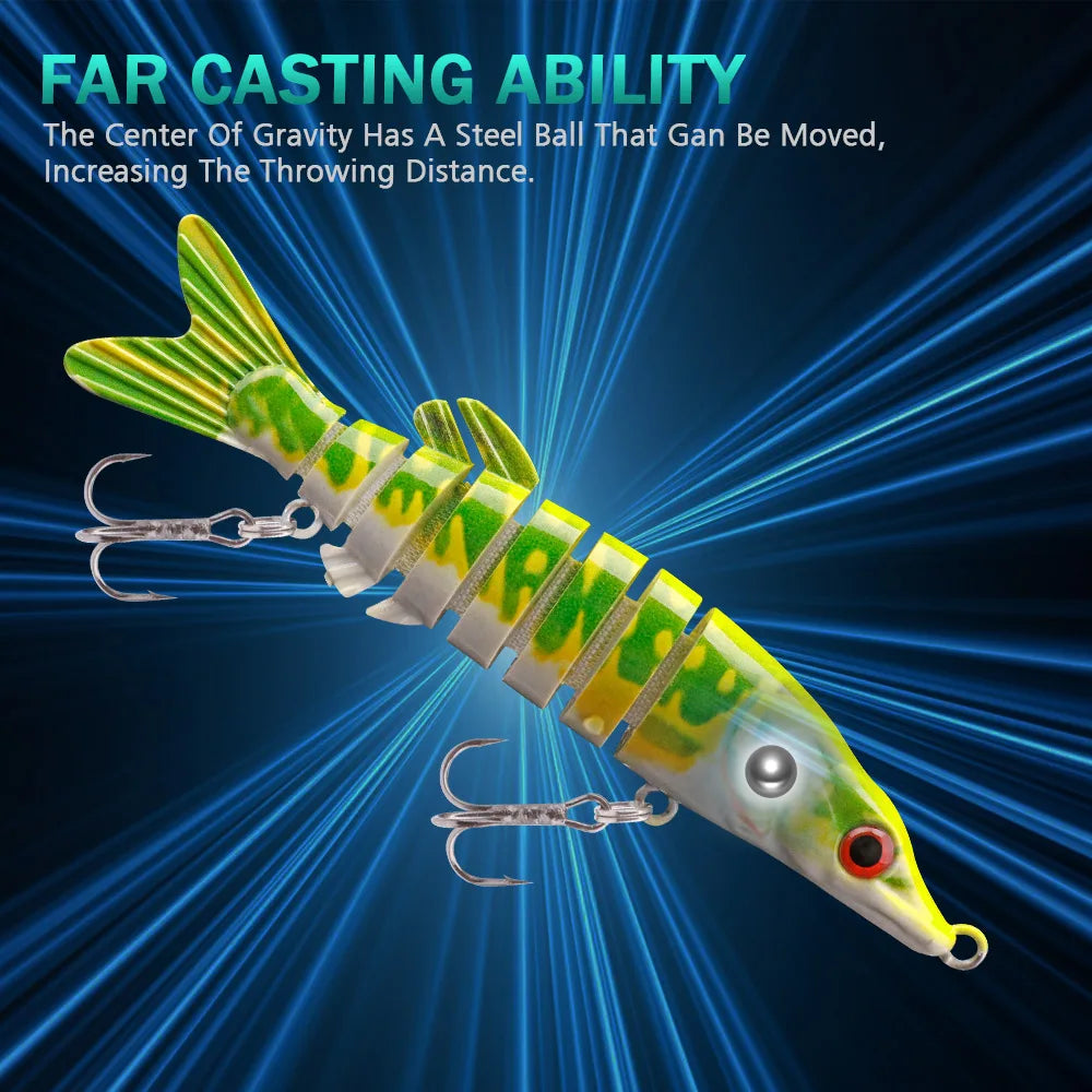 Leurre coulant rigide GOBASS composé de 8 sections articulées, appât artificiel wobbler idéal pour la pêche au brochet, 100/125mm