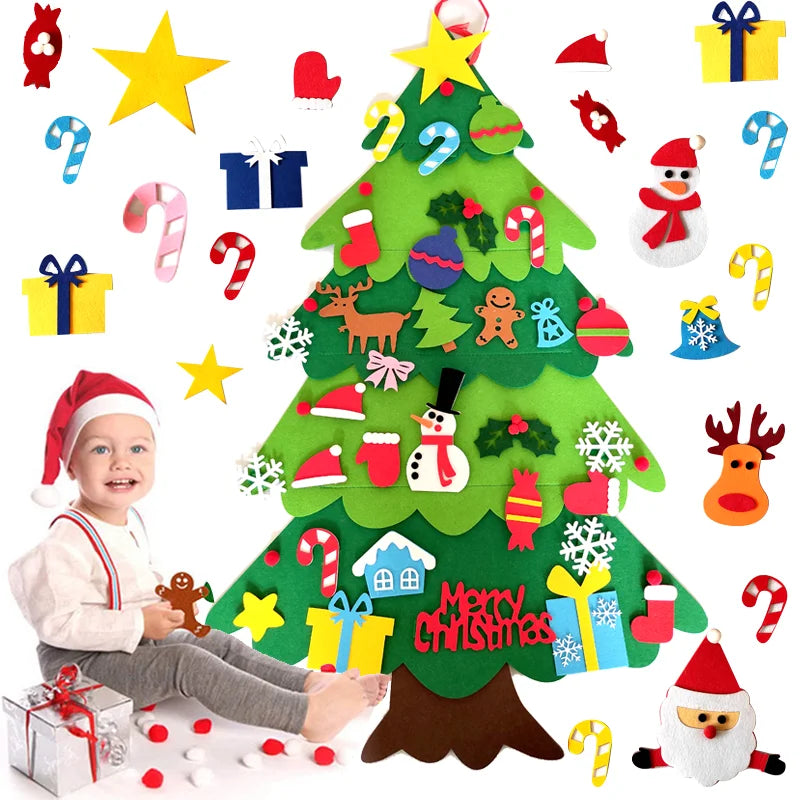 Arbre de noël en feutre, décoration pour la maison, nouvel an 2022, ornements de noël, cadeaux pour enfants, DIY