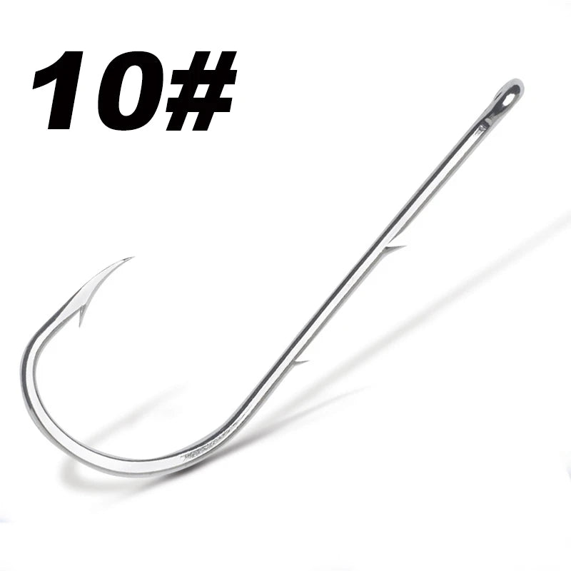 Hameçon de pêche à tige longue, 50 pièces/lot, appât vivant avec Double appât, barbes en acier à haute teneur en carbone avec hameçons antirouille