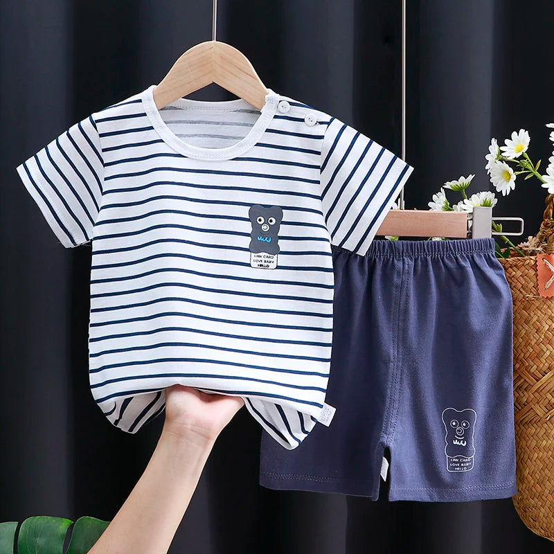 Baby boy/girl clothes set T-shirt + shorts summer clothes cotton cartoon casual boys tracksuit kids baby clothes set