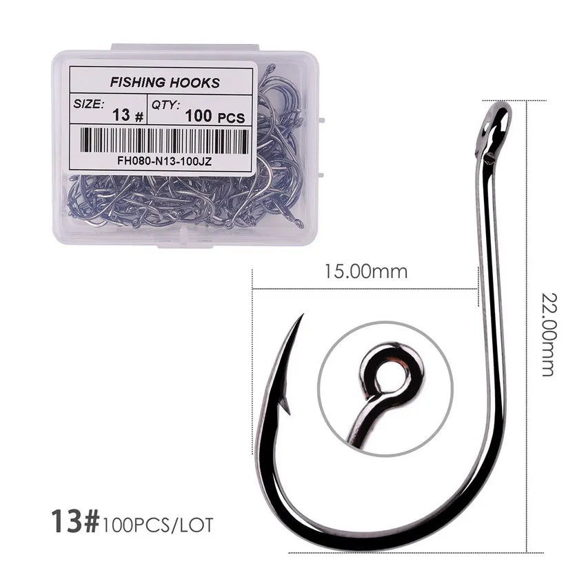 100pcs/40pcs/Box High Carbon Fishing Hook 2#-22# ISEAMA With Eye Carp Catfish Anzol Offset Japan Tackle Fishing Hooks