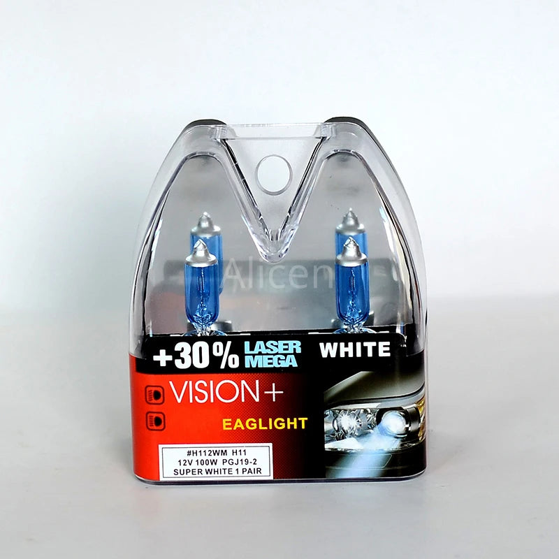 H7 100W 12V Super White Bulbs, Rally Vision +30% Brightness, Car Headlight, Hi/lo Beam, Halogen Lamp, Rally Performance Pair