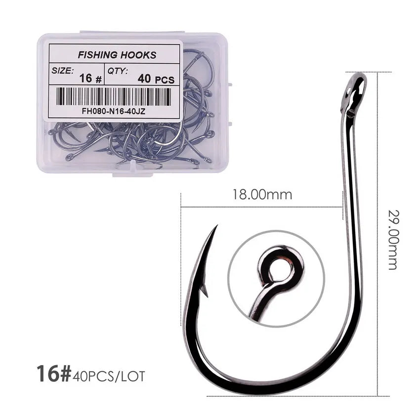 100pcs/40pcs/Box High Carbon Fishing Hook 2#-22# ISEAMA With Eye Carp Catfish Anzol Offset Japan Tackle Fishing Hooks