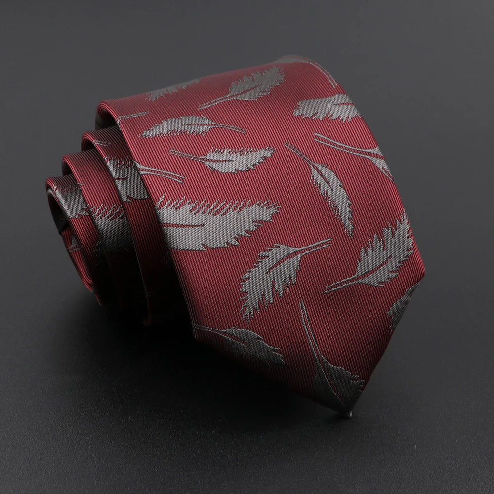 New Men's Floral Tie Feather Elk Geometric Pattern Red Blue Ties Leisure Business Daily Wear Tie Wedding Party Gift