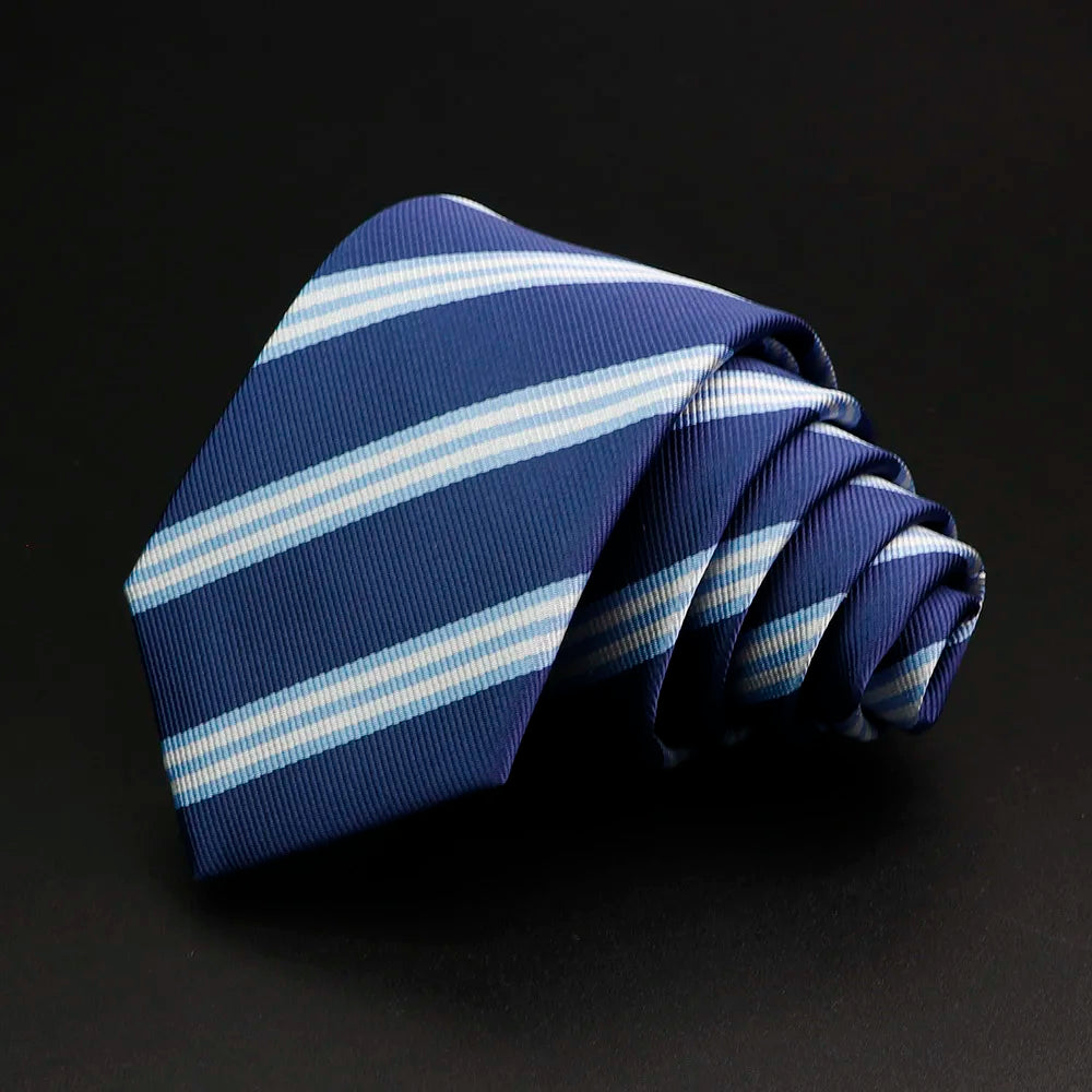 Nueva corbata clásica de rayas para hombre de 7 cm, jacquard, roja, azul, verde, corbata para uso diario, vestido de fiesta de boda, accesorios, regalo para hombre