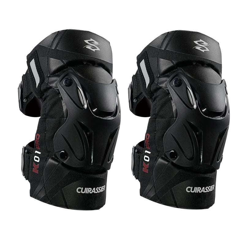 Cuirassier-Genouillères de protection pour motocross, genouillères de moto, protection MX, coussinets de course de coulée de nuit Équipement de moto avec coque renforcée et haute visibilité pour une conduite nocturne